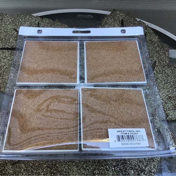 NEW Christmas Stone Coasters w/ Cork Back - Picture 6 of 7